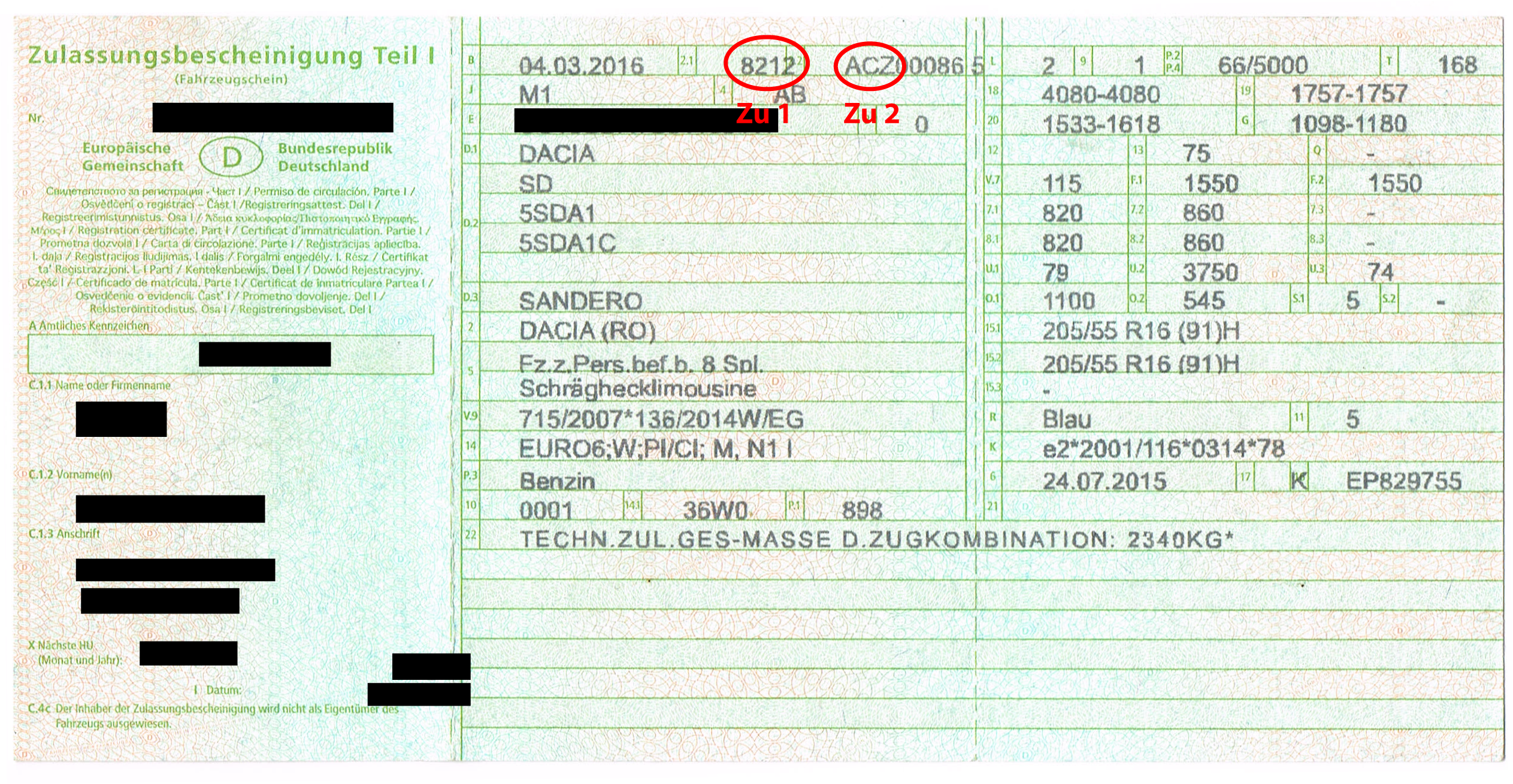 Fahrzeugschein Hilfe HSN TSN